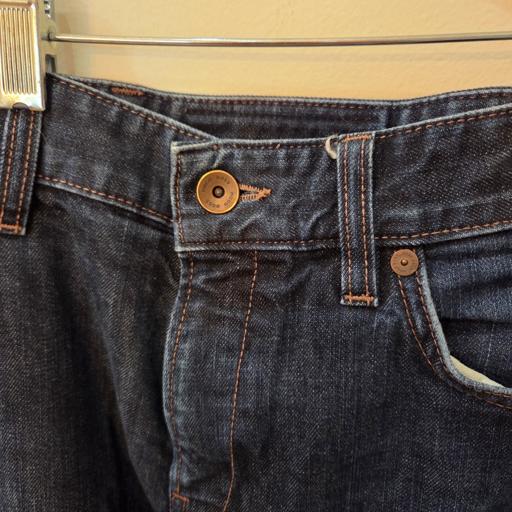 Hugo Boss Jeans 34/32 Dark Blue Stretch Straight Leg Designer Denim - Picture 3 of 8